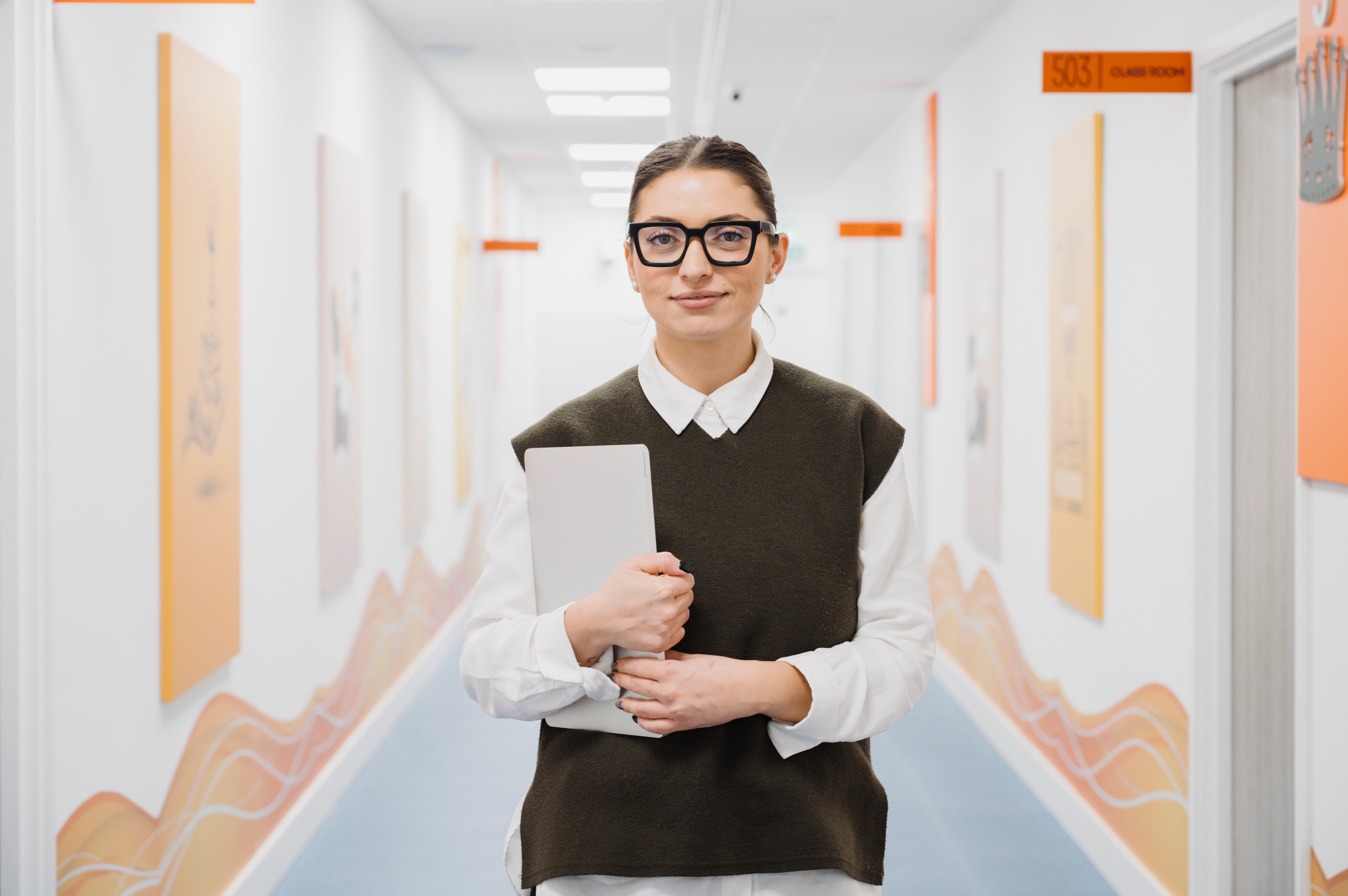 Diverse students learning in a modern environment