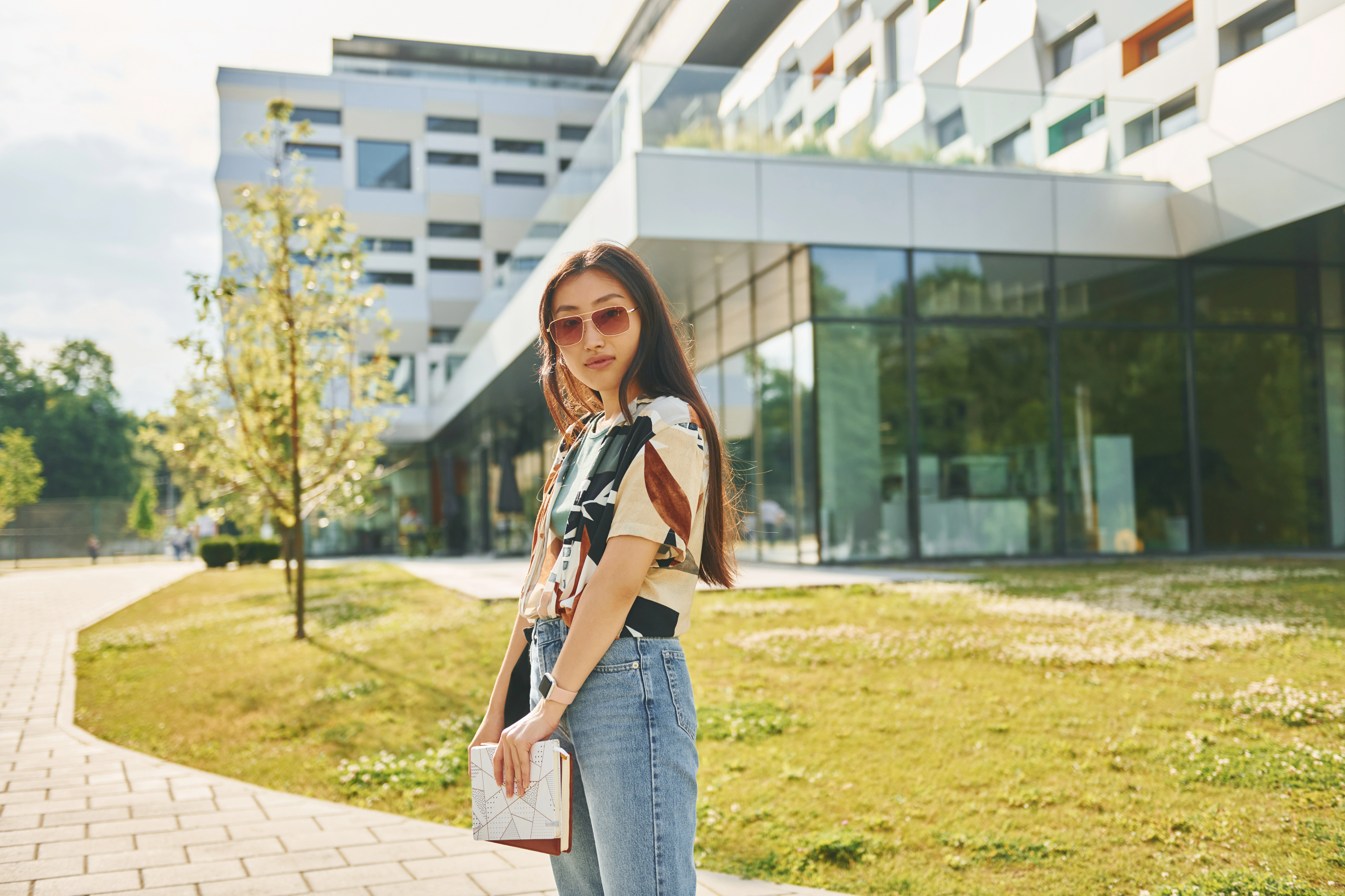 Sunny university campus architecture
